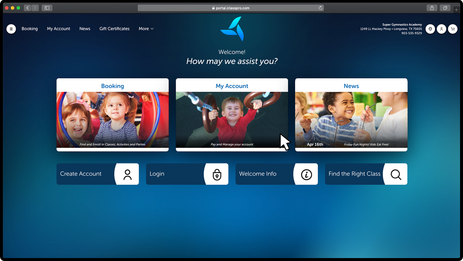 Desktop showing Customer Portal dashboard screen