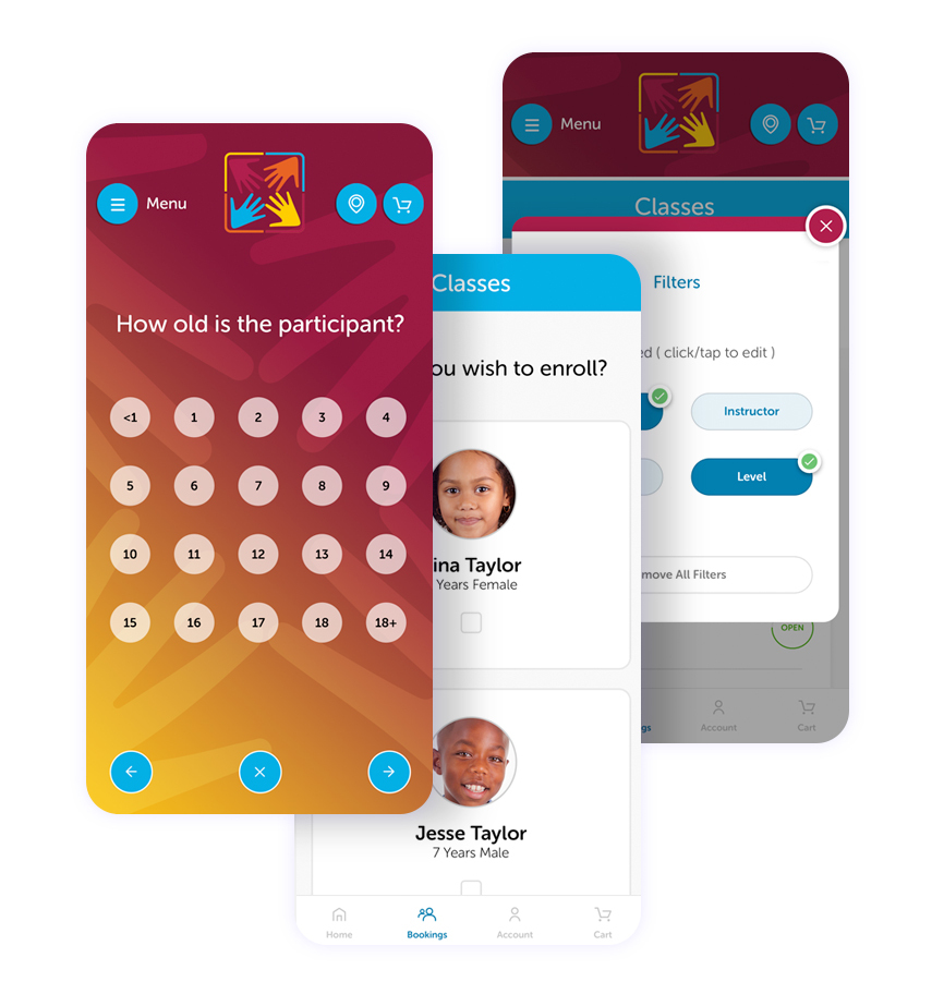 Mobile design of iClassPro Customer Portal