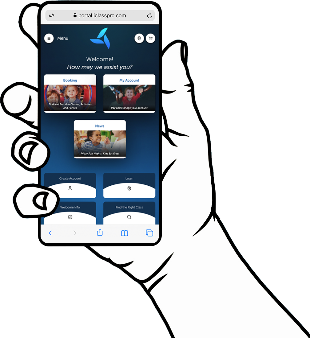 Hand holding phone showing dashboard screen of Customer Portal